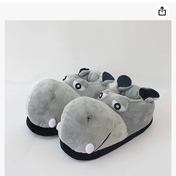 Plush Hippo Slippers - Picture 1 of 2